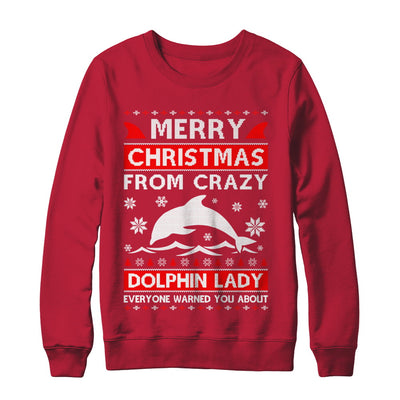 Merry Christmas From Crazy Dolphin Lady Sweater T-Shirt & Sweatshirt | Teecentury.com