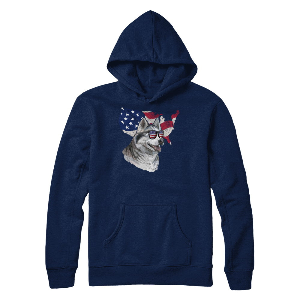 Funny Patriot Husky Dog 4Th Of July American Flag T-Shirt & Hoodie | Teecentury.com