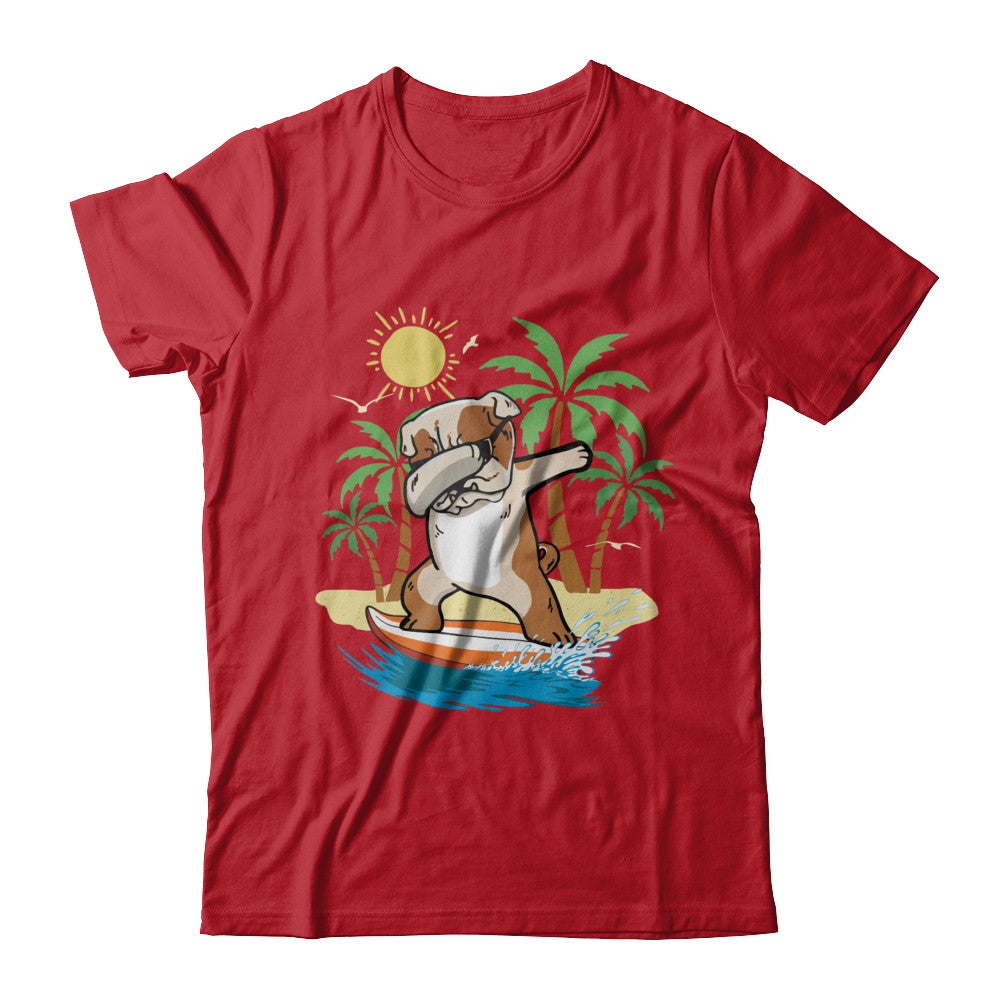 Summer Vacation Dabbing Bulldog Surfing Surfboard Gift T-Shirt & Hoodie | Teecentury.com