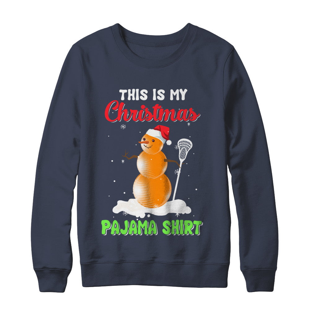 This Is My Christmas Pajama Xmas Snowman Lacrosse T-Shirt & Sweatshirt | Teecentury.com