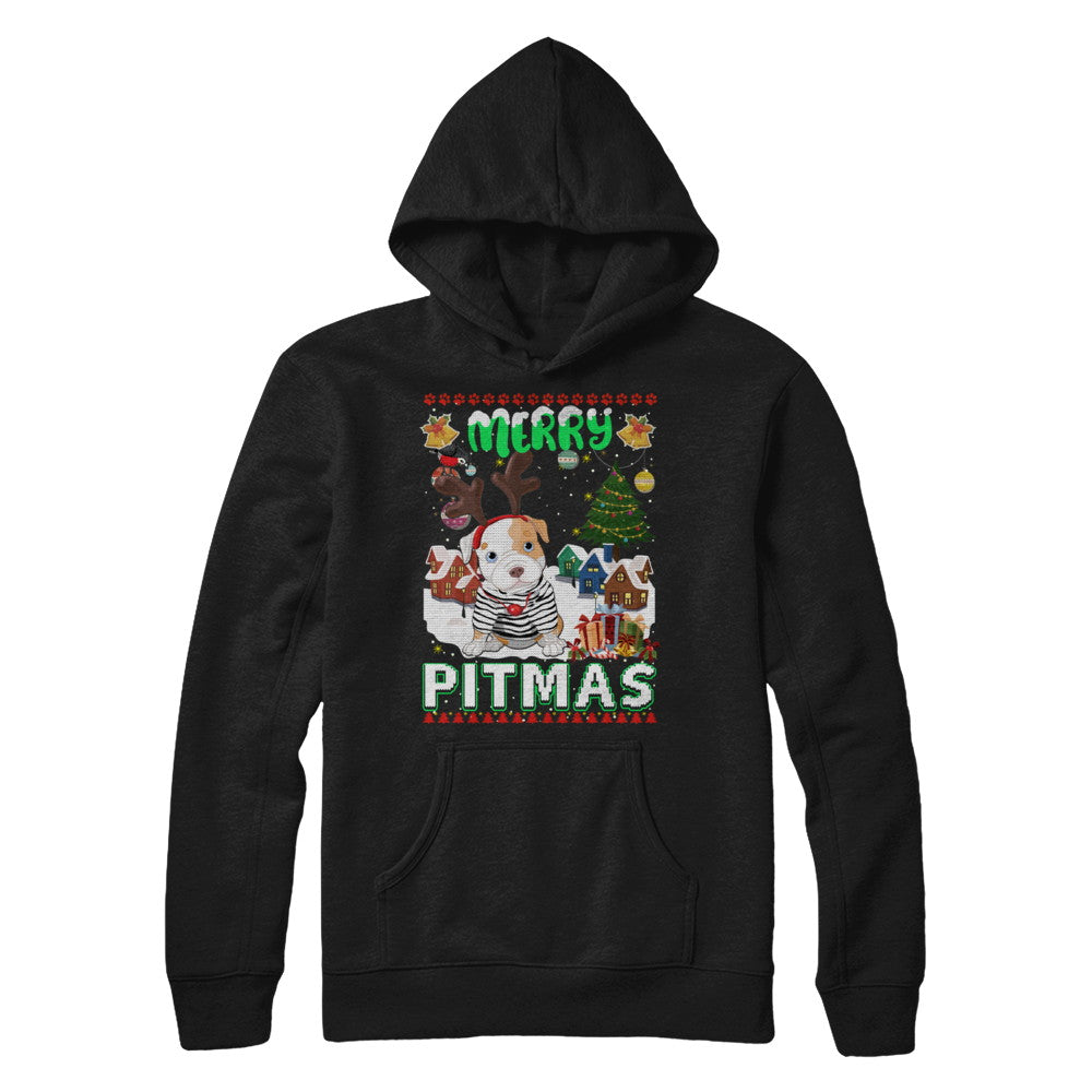 Cute Pitbull Christmas Merry Pigmas Ugly Sweater Christmas T-Shirt & Sweatshirt | Teecentury.com