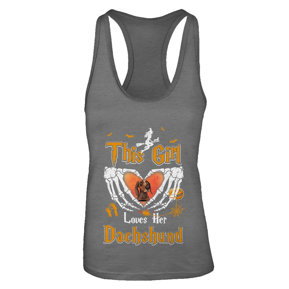 This Girl Love Her Dog Dachshund Halloween T-Shirt & Tank Top | Teecentury.com