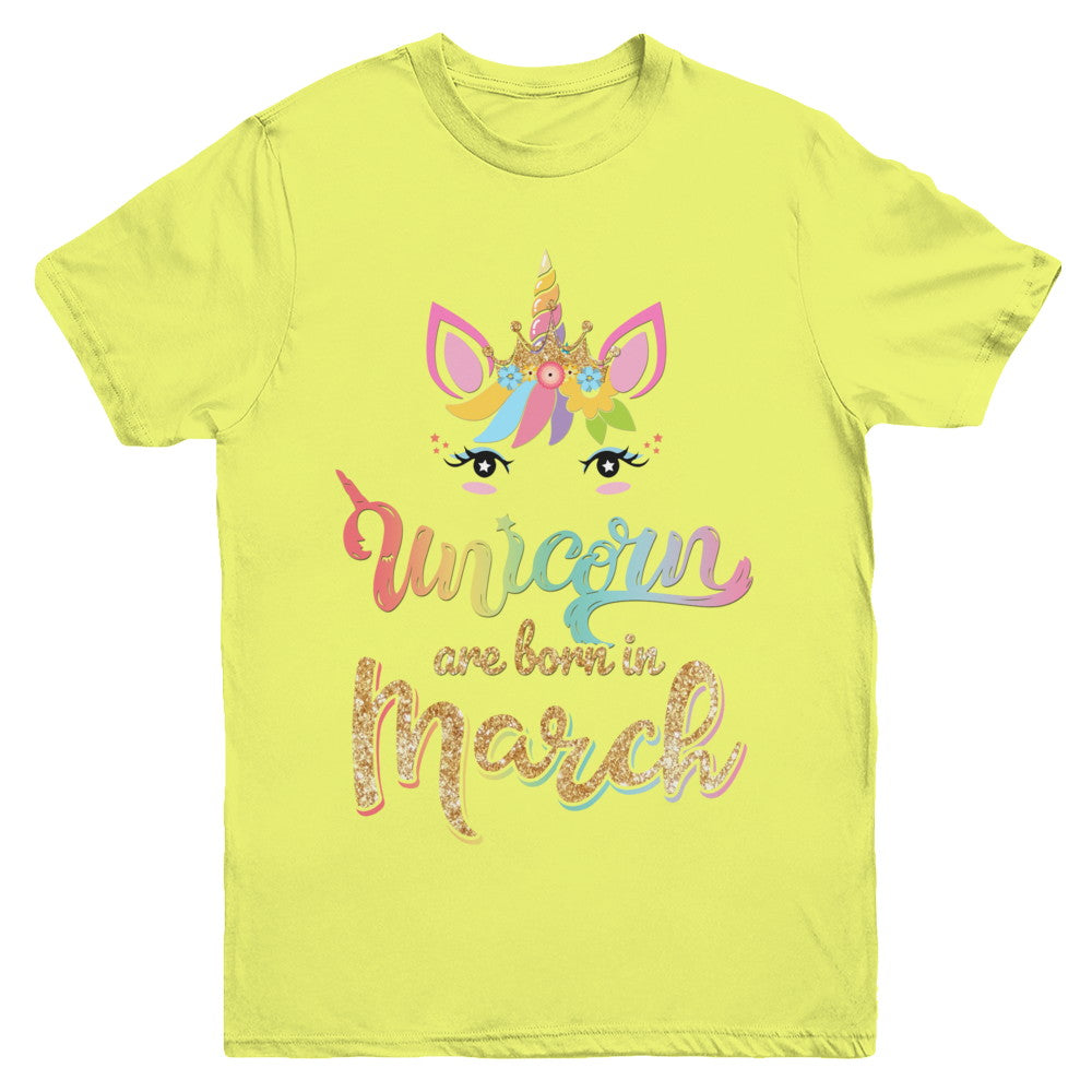 Cute Unicorns Are Born In March Birthday Gift Youth Youth Shirt | Teecentury.com
