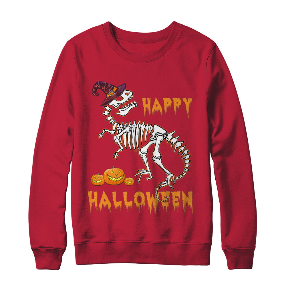 Funny Happy Halloween T-Rex Skeleton Dinosaur T-Shirt & Sweatshirt | Teecentury.com