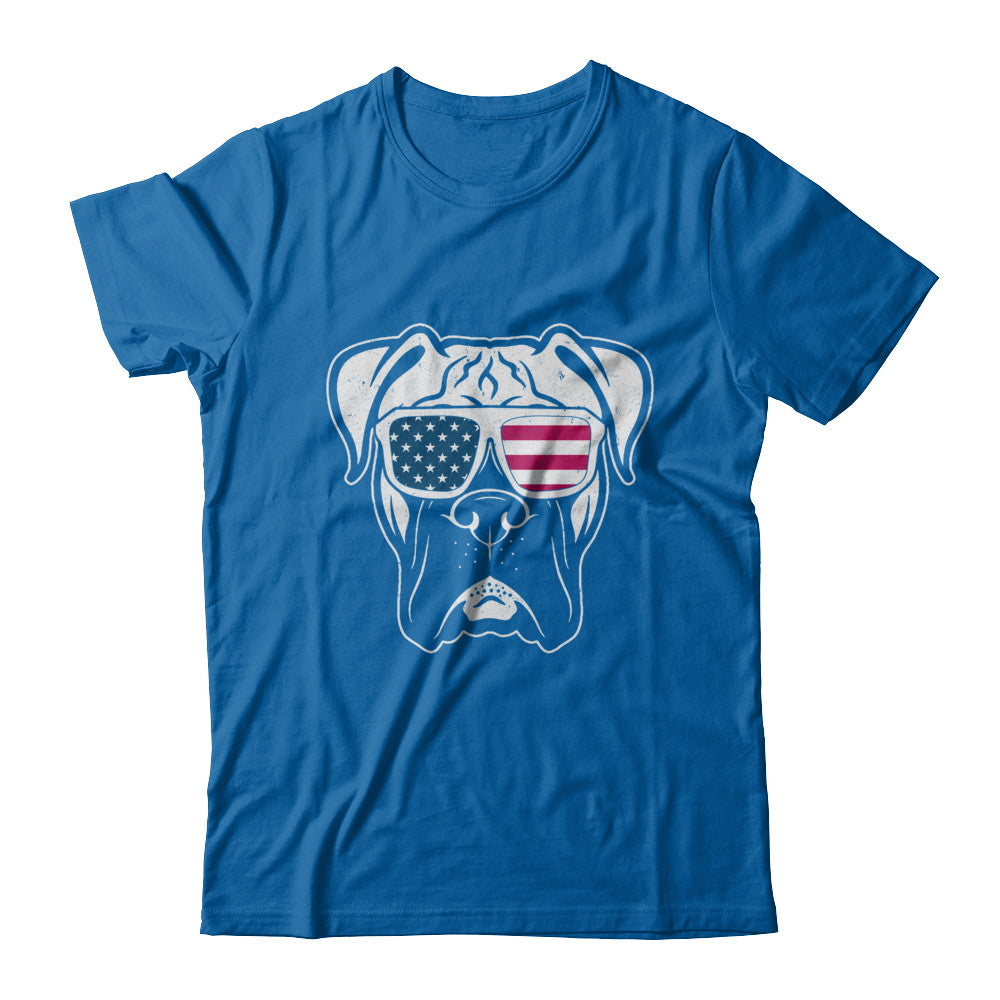 Boxer Dog American Flag Glasses 4Th Of July T-Shirt & Hoodie | Teecentury.com