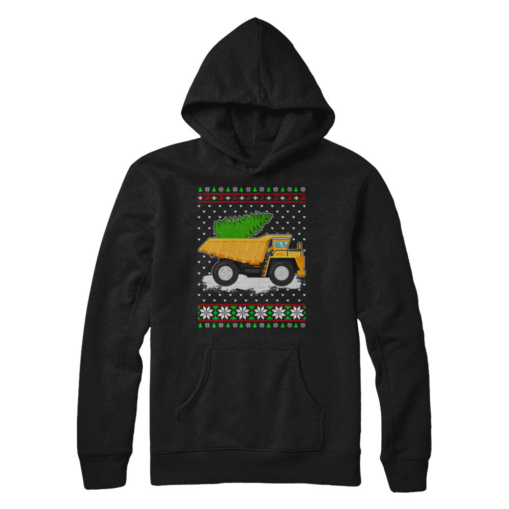 Yellow Dump Truck Trucker Ugly Christmas Sweater T-Shirt & Sweatshirt | Teecentury.com
