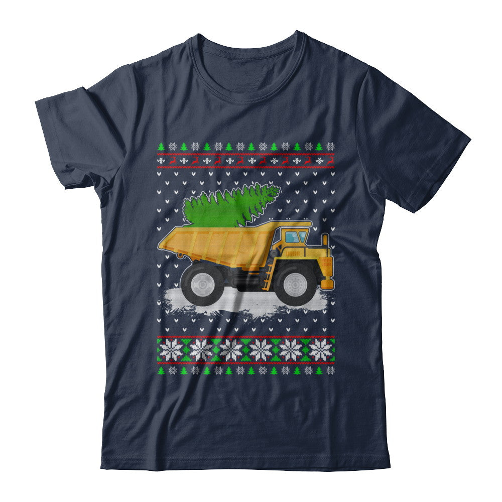 Yellow Dump Truck Trucker Ugly Christmas Sweater T-Shirt & Sweatshirt | Teecentury.com