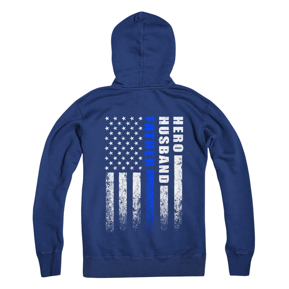 Police Thin Blue Line Husband Daddy Hero Fathers Day Gift T-Shirt & Hoodie | Teecentury.com