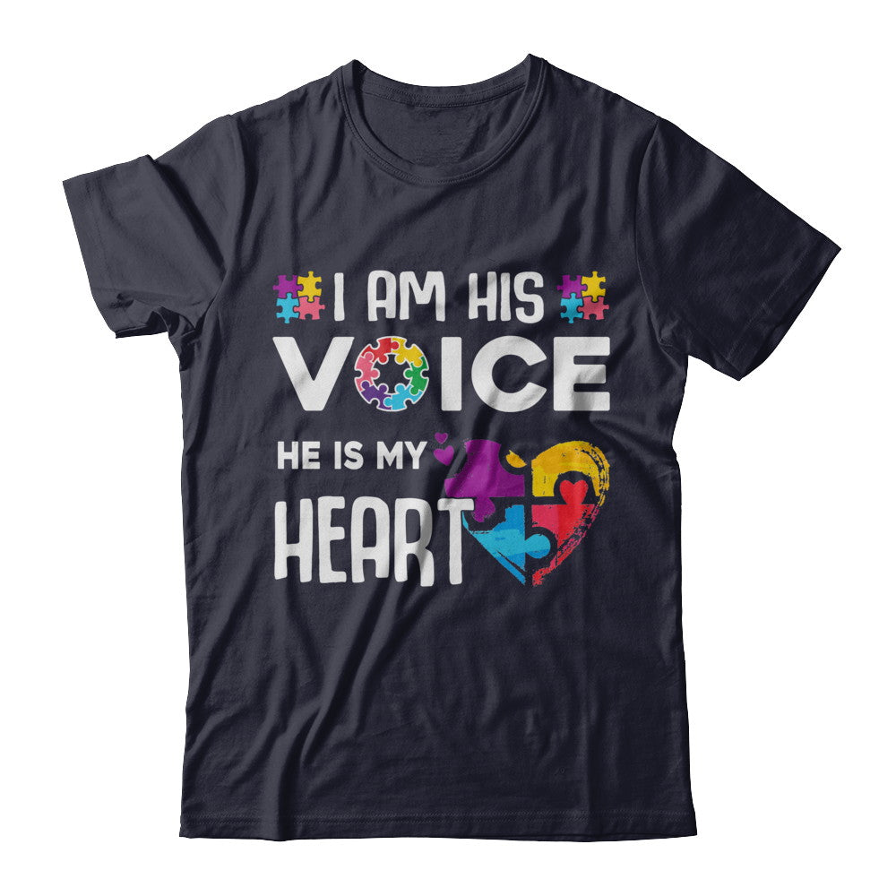 Autism Awareness I Am His Voice He Is My Heart Autism Mom T-Shirt & Hoodie | Teecentury.com