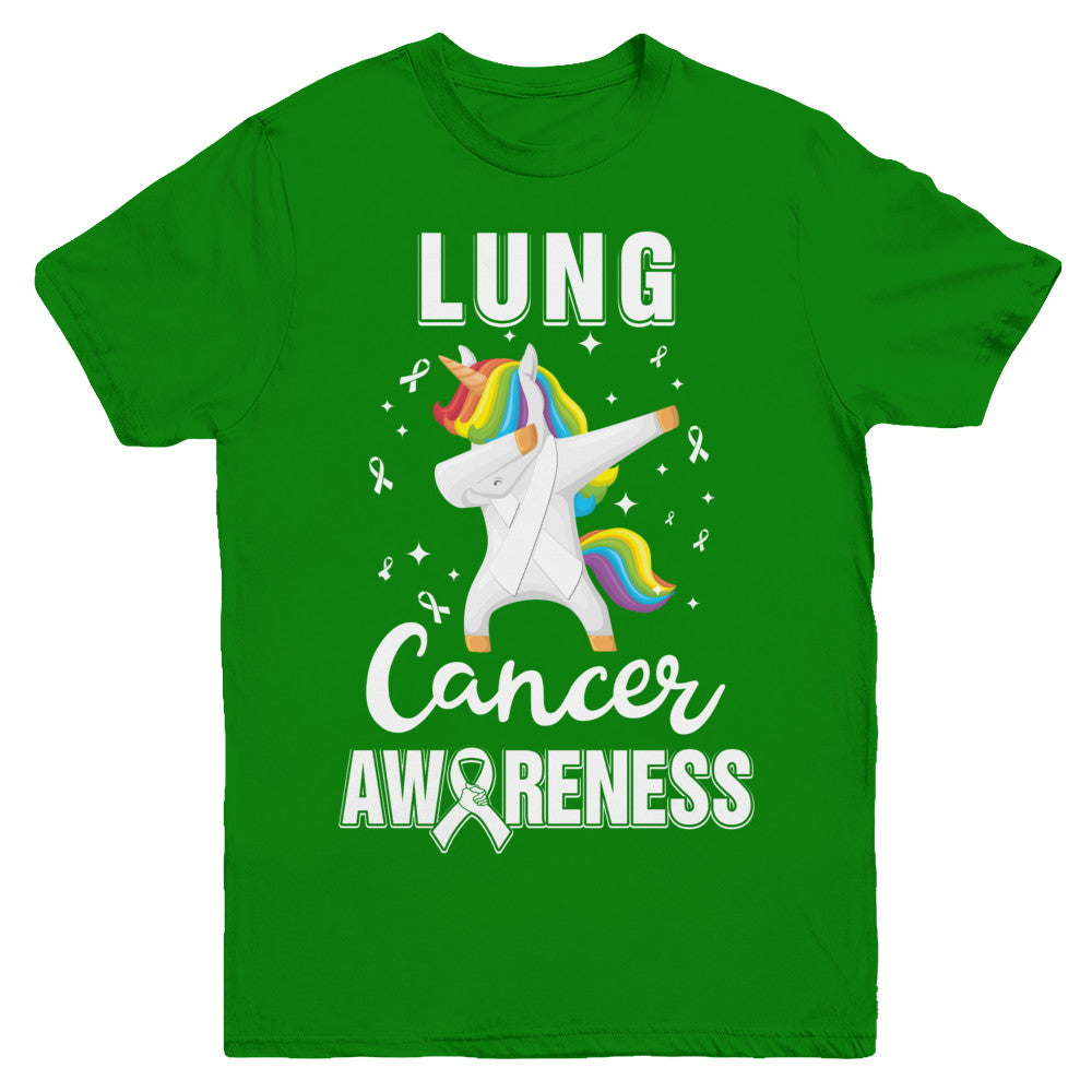 Inspirational Lung Cancer Awareness Unicorn Support Youth Youth Shirt | Teecentury.com