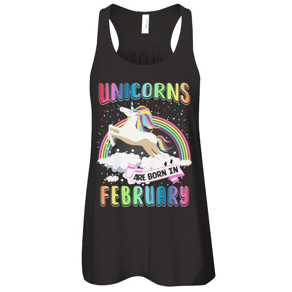 Unicorns Are Born In February Colorful Fun Birthday T-Shirt & Tank Top | Teecentury.com