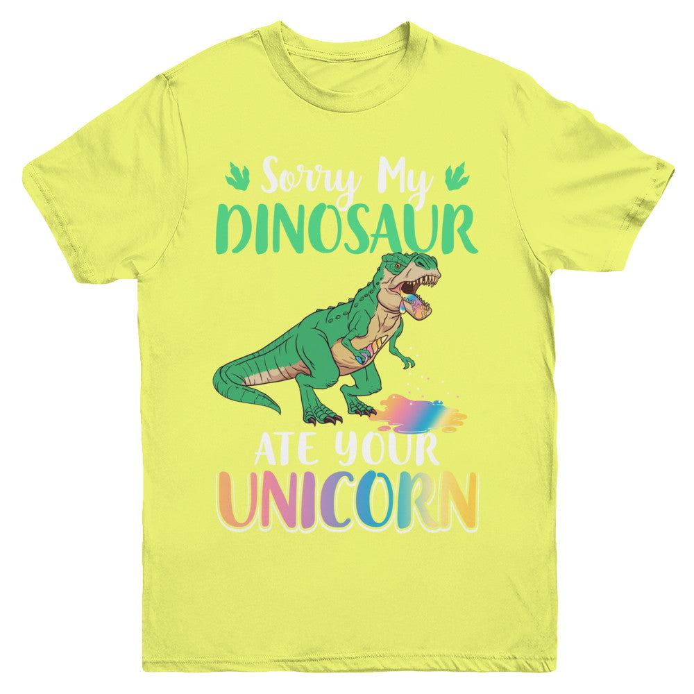 Sorry My Dinosaur Ate Your Unicorn T-Rex Youth Youth Shirt | Teecentury.com