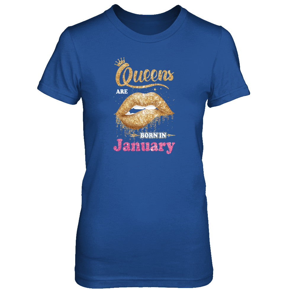 Lipstick Black Queens Are Born In January Birthday Gift T-Shirt & Tank Top | Teecentury.com