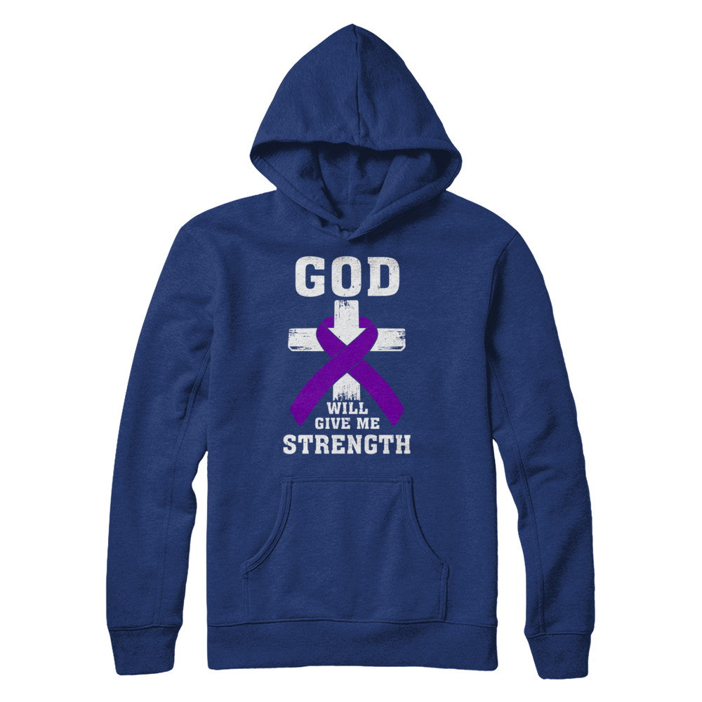 God Will Give Me Strength Purple Violet Awareness Ribbon Gift T-Shirt & Hoodie | Teecentury.com
