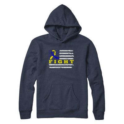 Fight Blue Yellow Ribbon US Flag Down Syndrome Awareness T-Shirt & Hoodie | Teecentury.com