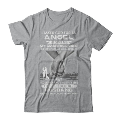 I Asked God For An Angel He Sent Me My Wife Tattoos Husband T-Shirt & Hoodie | Teecentury.com