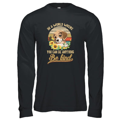 In A World Where You Can Be Anything Be Kind Beagle Sunflow T-Shirt & Tank Top | Teecentury.com