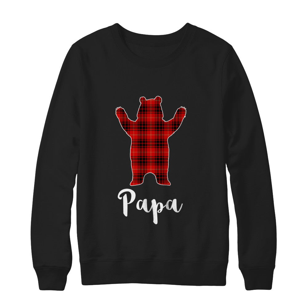 Red Papa Bear Buffalo Plaid Family Christmas Pajamas T-Shirt & Sweatshirt | Teecentury.com