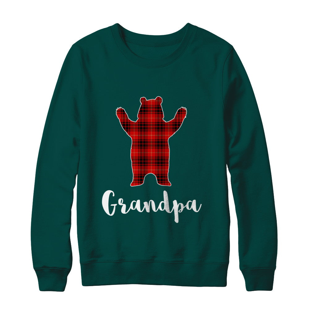 Red Grandpa Bear Buffalo Plaid Family Christmas Pajamas T-Shirt & Sweatshirt | Teecentury.com
