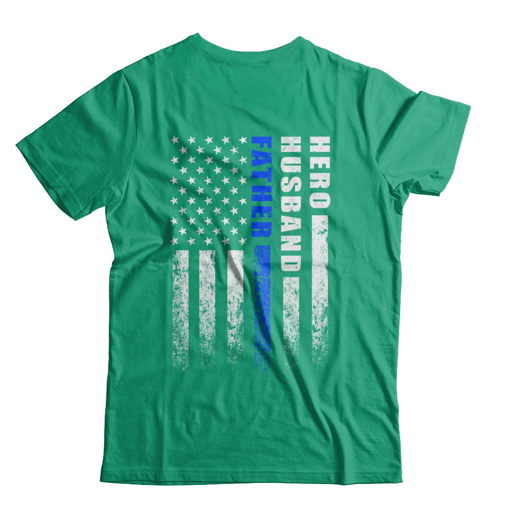 Police Thin Blue Line Husband Daddy Hero Fathers Day Gift T-Shirt & Hoodie | Teecentury.com