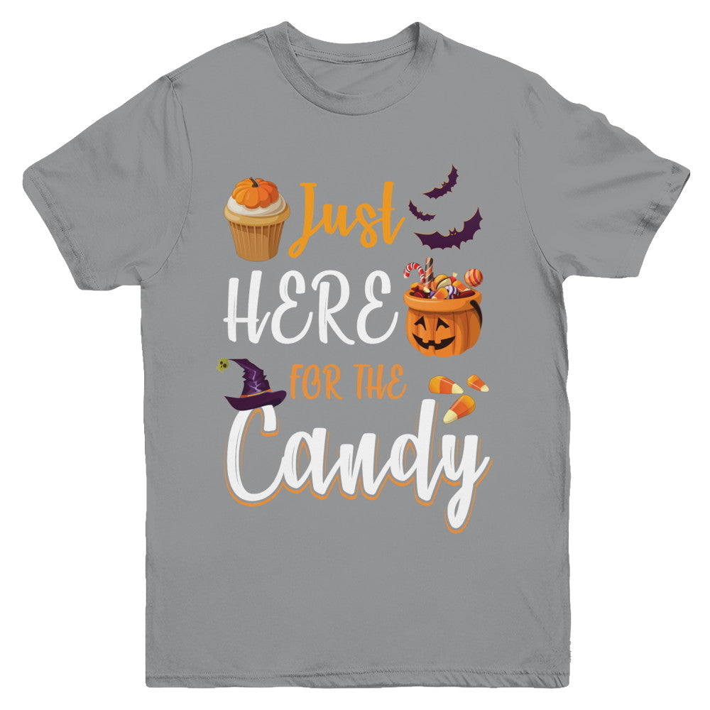 Just Here For The Candy Funny Halloween Kids Boy Girl Youth Youth Shirt | Teecentury.com