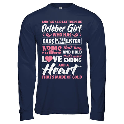 And God Said Let There Be October Girl Ears Arms Love Heart T-Shirt & Hoodie | Teecentury.com