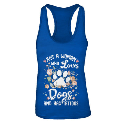 Just A Woman Who Loves Dogs And Have Tattoos T-Shirt & Tank Top | Teecentury.com