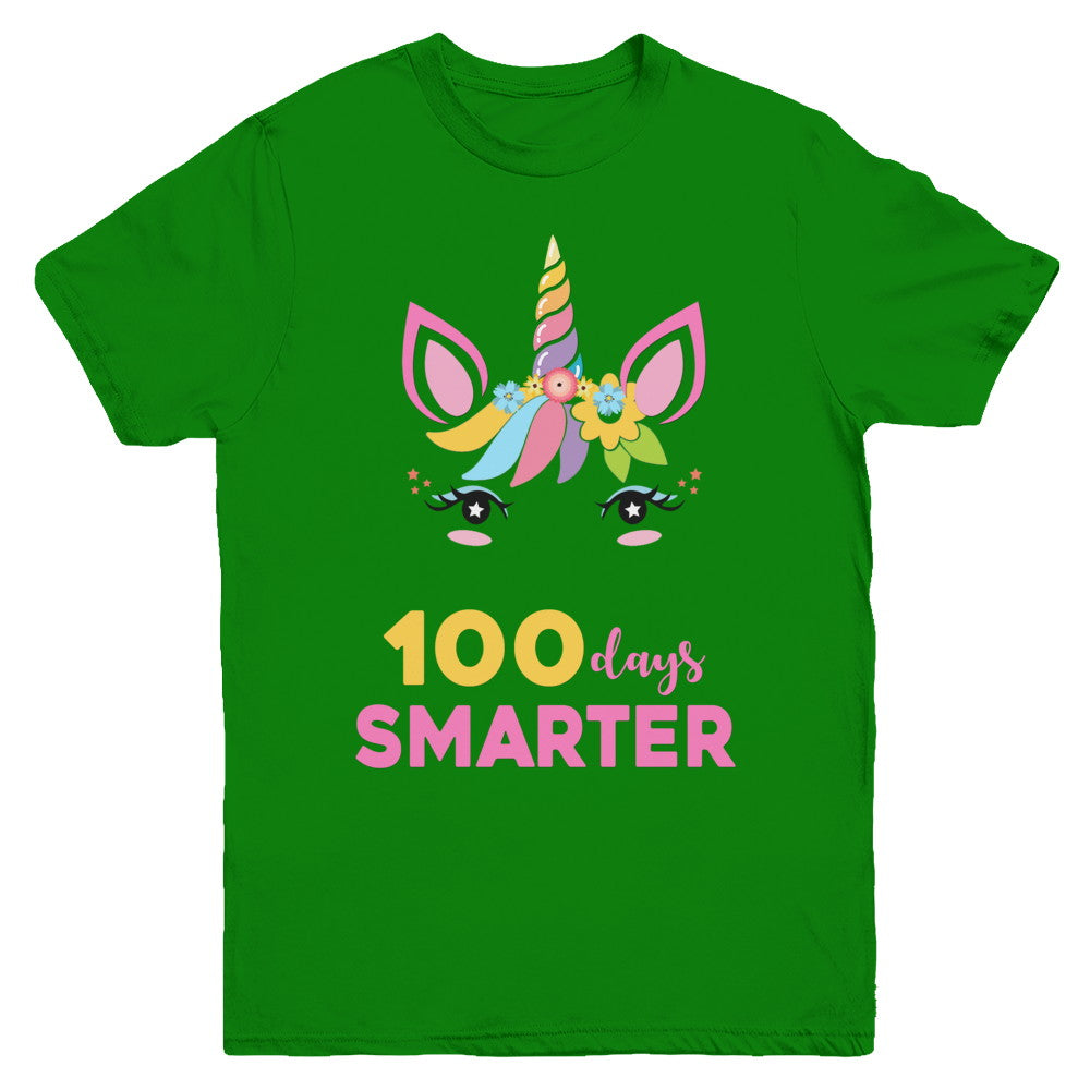 100 Days Smarter Of School Unicorn Girl Gifts Youth Youth Shirt | Teecentury.com