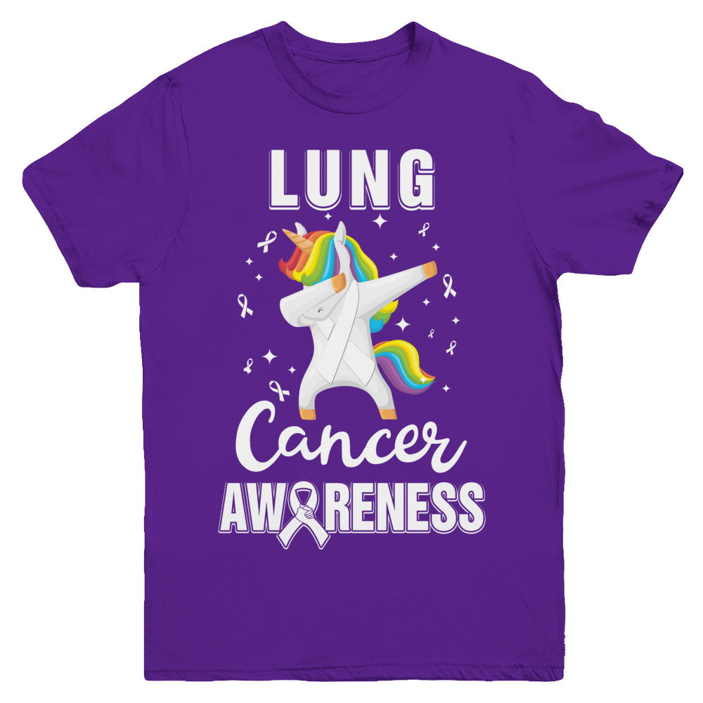 Inspirational Lung Cancer Awareness Unicorn Support Youth Youth Shirt | Teecentury.com