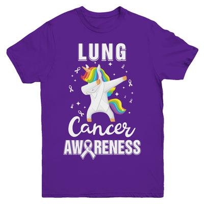 Inspirational Lung Cancer Awareness Unicorn Support Youth Youth Shirt | Teecentury.com