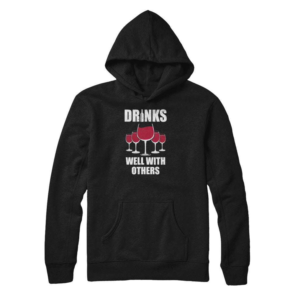 Drinks Well With Others Funny Drinking Wine T-Shirt & Tank Top | Teecentury.com