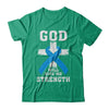 God Will Give Me Strength Blue Cancer Ribbon Gift T-Shirt & Hoodie | Teecentury.com