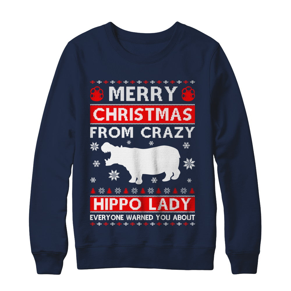 Merry Christmas From Crazy Hippo Lady Sweater T-Shirt & Sweatshirt | Teecentury.com