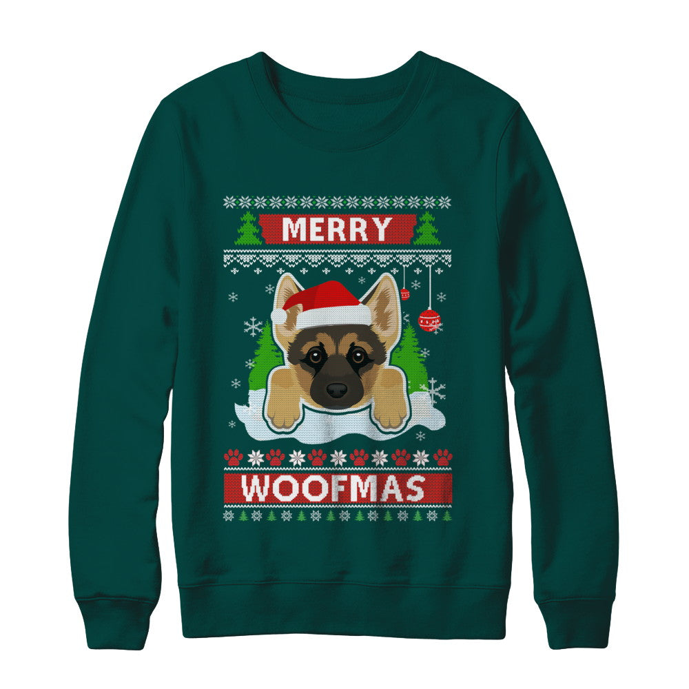 German Shepherd Merry Woofmas Ugly Christmas Sweater T-Shirt & Sweatshirt | Teecentury.com