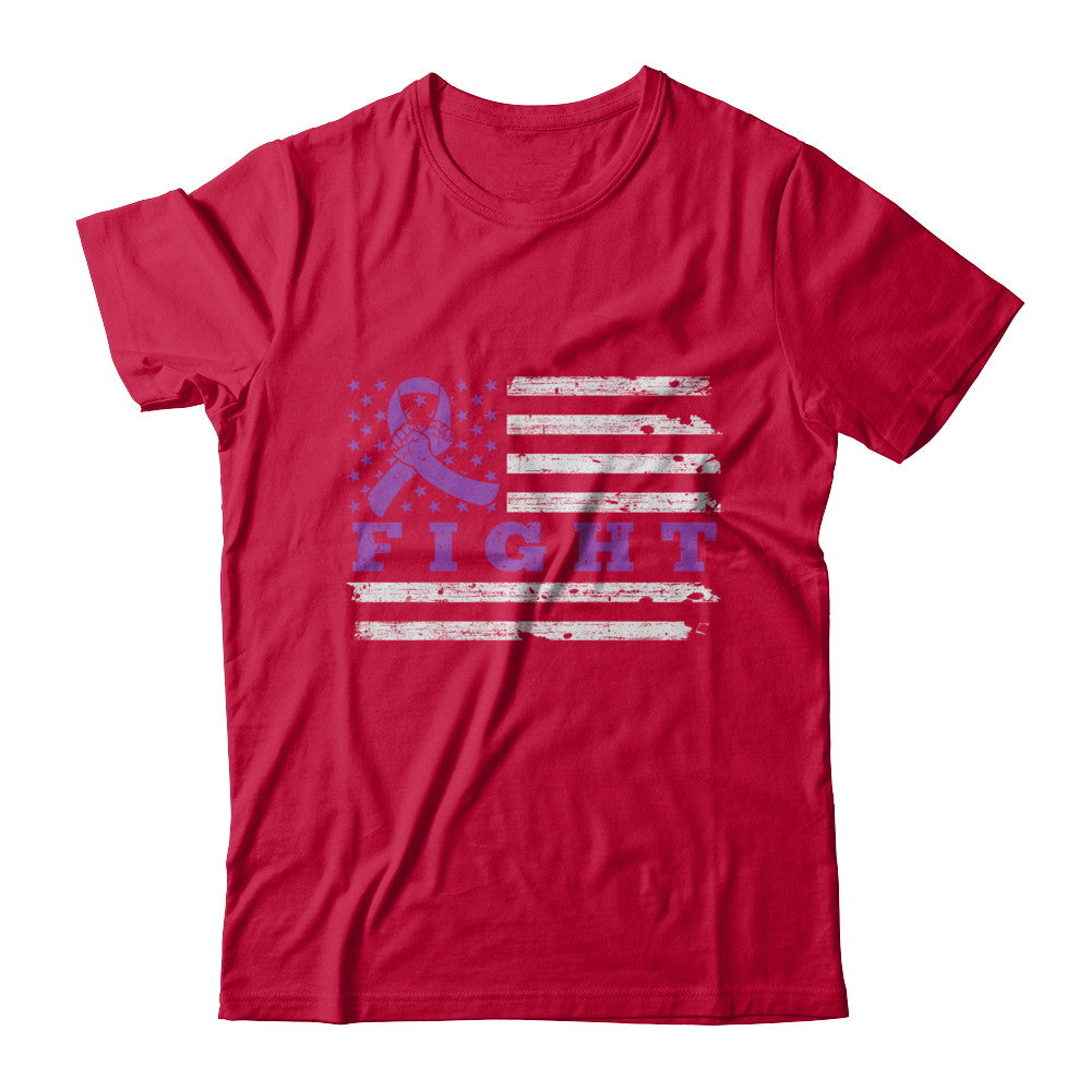 Fight Purple Ribbon US Flag Alzheimer's Pancreatic Awareness T-Shirt & Hoodie | Teecentury.com