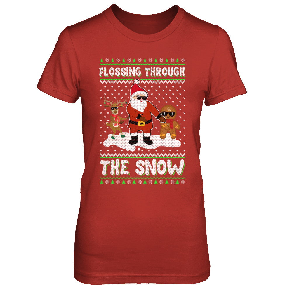 Flossing Through The Snow Santa Ugly Christmas Sweater T-Shirt & Sweatshirt | Teecentury.com