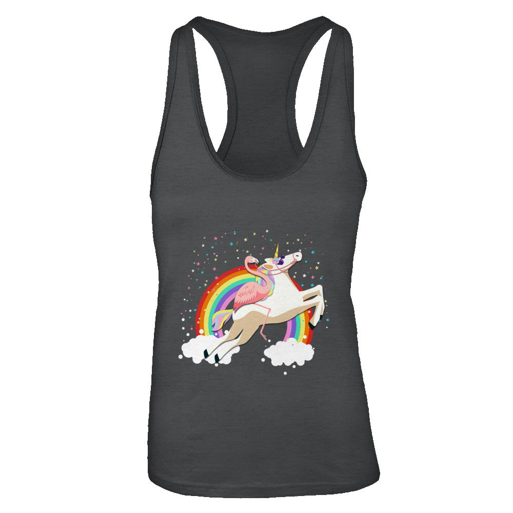 Flamingo Pink Bird Riding Unicorn T-Shirt & Tank Top | Teecentury.com