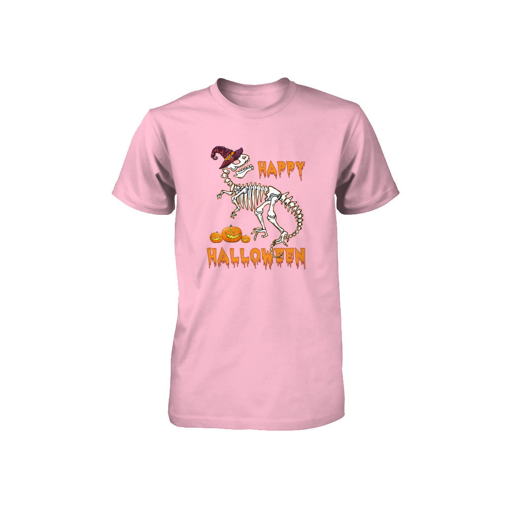 Funny Happy Halloween T-Rex Skeleton Dinosaur Youth Youth Shirt | Teecentury.com