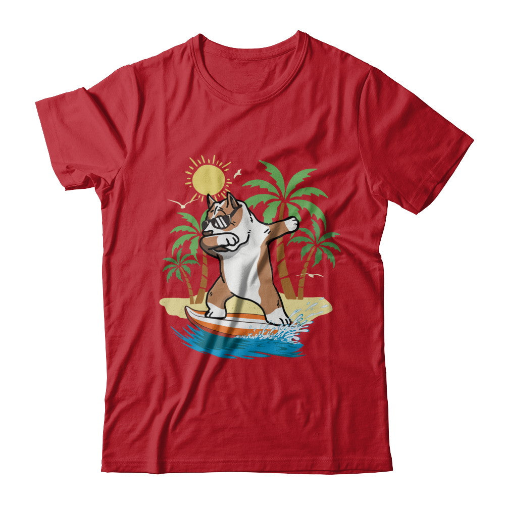 Summer Vacation Dabbing Pit bull Surfing Surfboard Gift T-Shirt & Hoodie | Teecentury.com