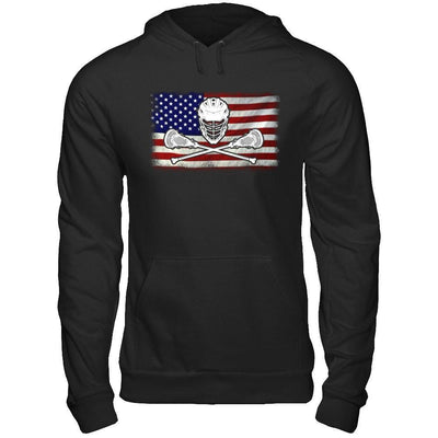 Lacrosse Helmet Crossed America Flag T-Shirt & Hoodie | Teecentury.com