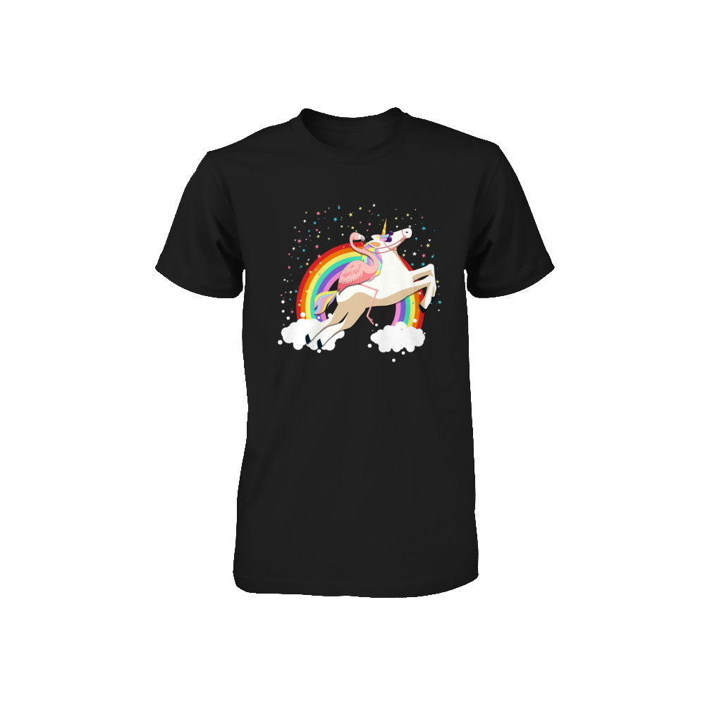 Flamingo Pink Bird Riding Unicorn Youth Youth Shirt | Teecentury.com