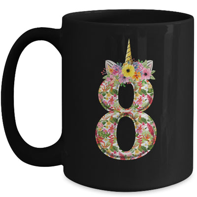 8th Birthday Girl 8 Years Old Awesome Unicorn Flower Mug Coffee Mug | Teecentury.com