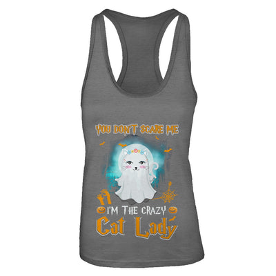 You Don't Scare Me I'm A Crazy Cat Lady Ghost Halloween T-Shirt & Tank Top | Teecentury.com