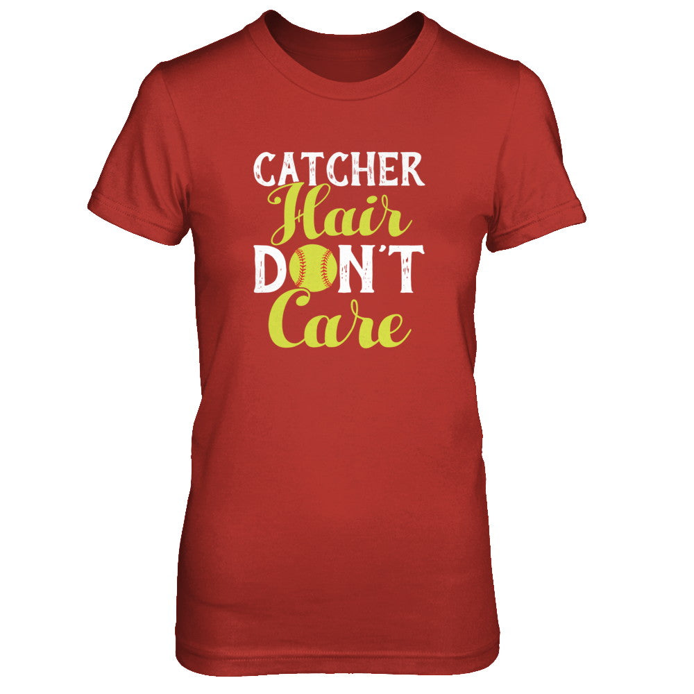 Catcher Hair Don't Care Softball T-Shirt & Tank Top | Teecentury.com
