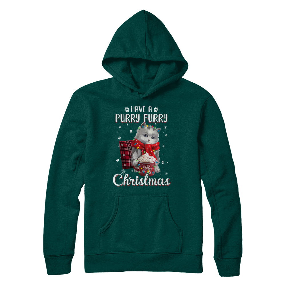 Have A Purry Furry Christmas Funny Holiday Xmas Cat T-Shirt & Sweatshirt | Teecentury.com