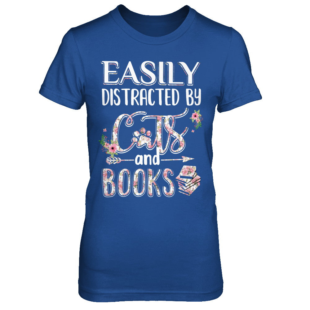 Easily Distracted By Cats And Books T-Shirt & Hoodie | Teecentury.com