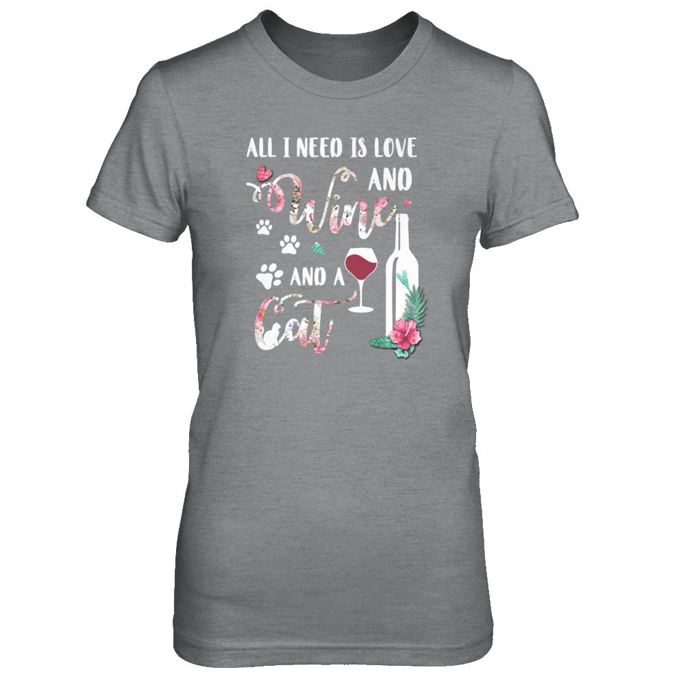 All I Need Is Love And Wine And A Cat T-Shirt & Tank Top | Teecentury.com