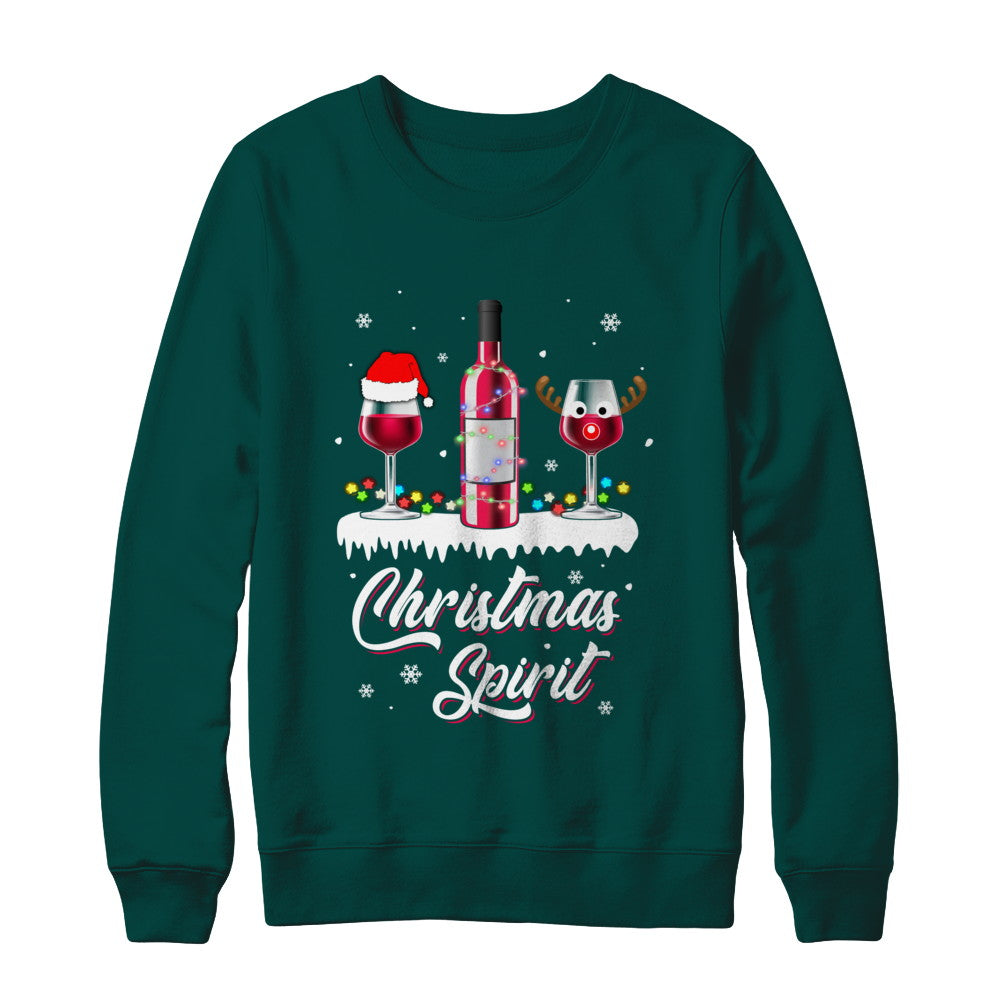 Christmas Spirits Santa Hat Wine Funny Christmas Gifts T-Shirt & Sweatshirt | Teecentury.com