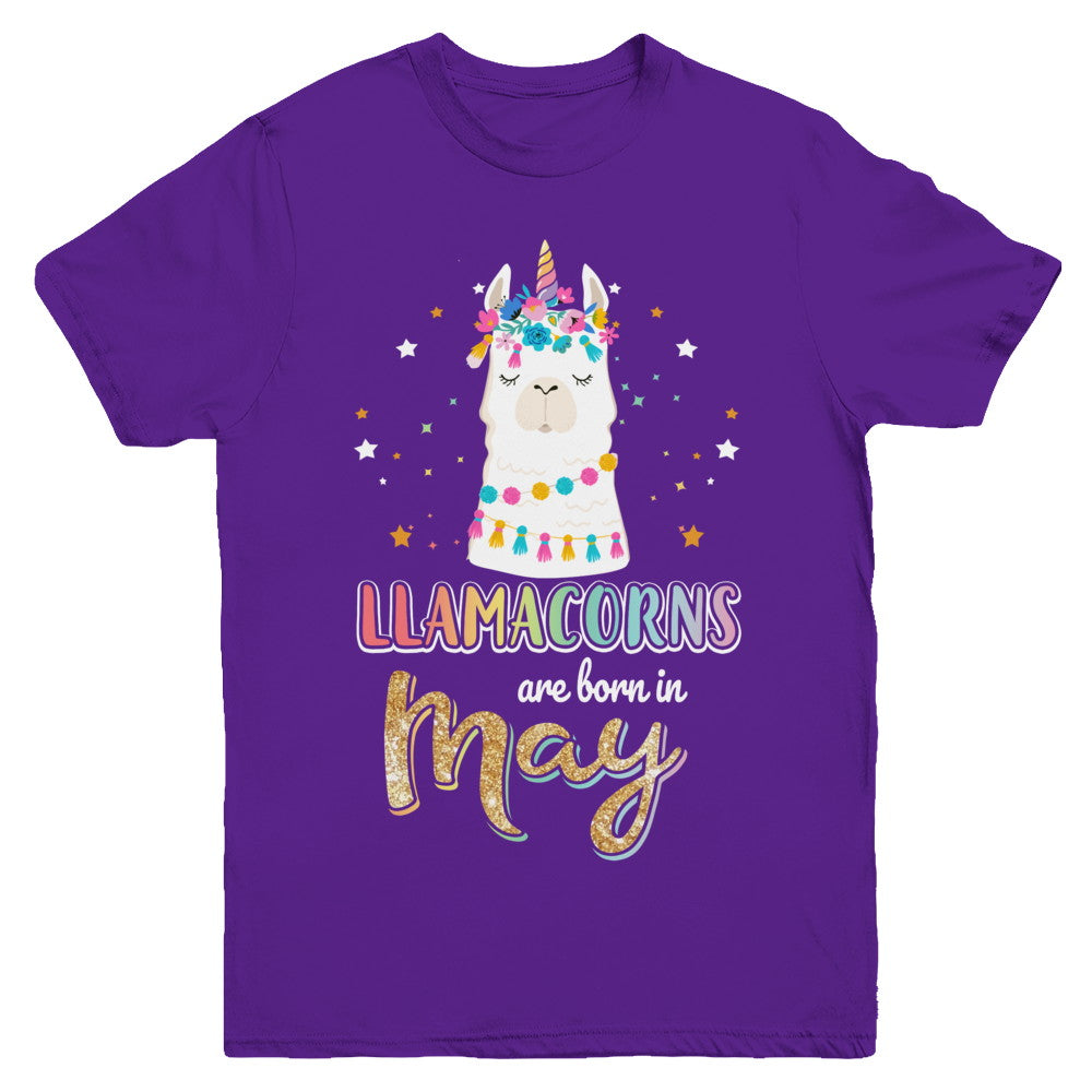 Llama Unicorn Llamacorns Born In May Birthday Gift Youth Youth Shirt | Teecentury.com