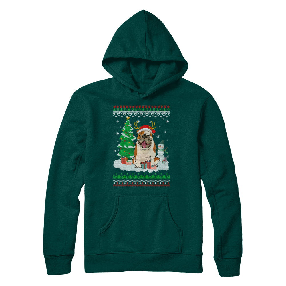Cute Reindeer Bulldog Christmas Puppie Dog Sweater T-Shirt & Sweatshirt | Teecentury.com
